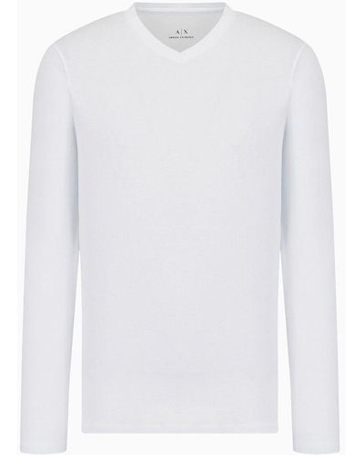 Armani Exchange Long Sleeved Pima Cotton T-shirt - White