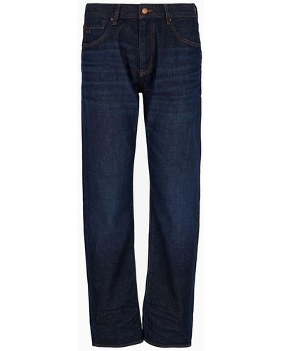 Armani Exchange J16 Boyfriend Fit Cropped Jeans In Indigo Denim - Blue