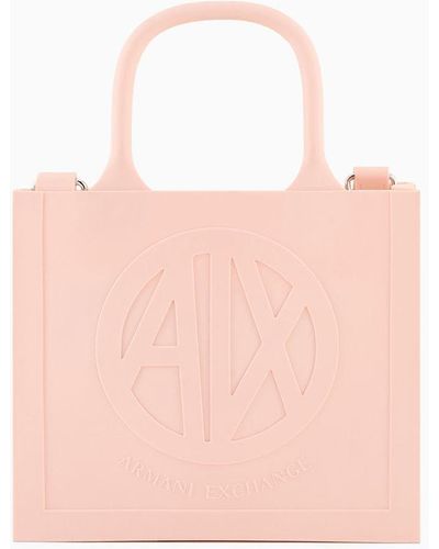 Armani Exchange Milky Bag With Embossed Logo In Recycled Material - Pink