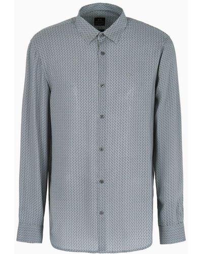 Armani Exchange Regular Fit Viscose Shirt - Gray