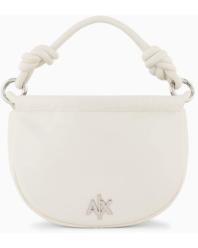 Armani Exchange Small Round Handbag With Logo - White