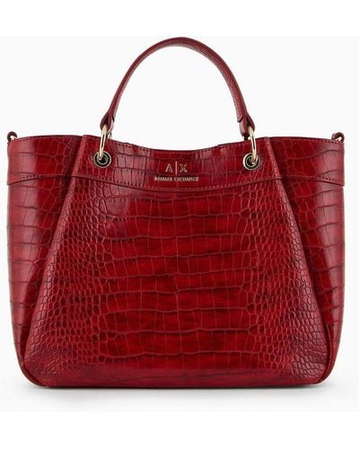 Armani Exchange Medium Logoed Shoulder Strap Shopper Bag - Red