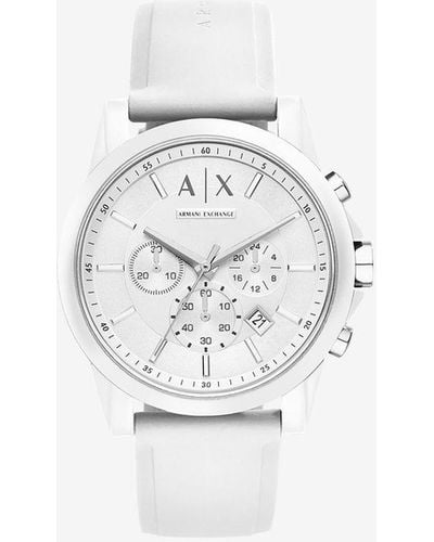 Armani Exchange Rubber Strap Watches - White