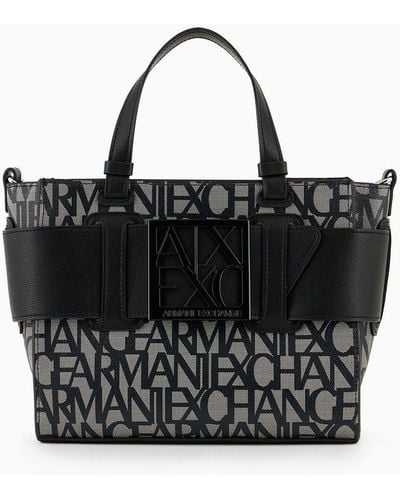 Armani Exchange Medium Tote Bag With Contrasting Detail - Black