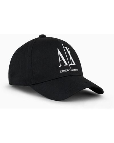 Armani Exchange Cotton Hat With Visor - Black