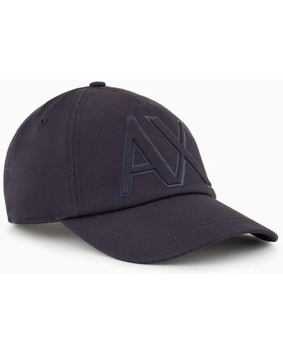 Armani Exchange Hat With Visor With Maxi Logo - Blue