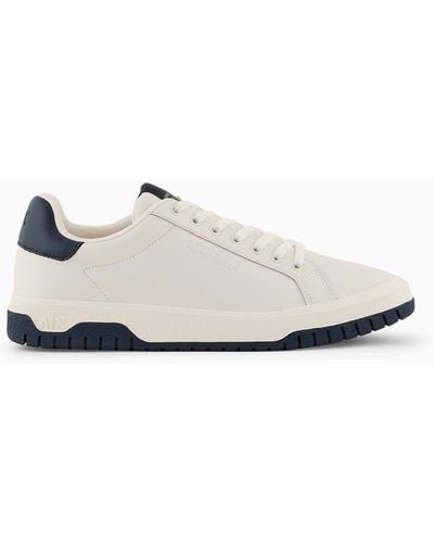 Armani Exchange Leather Trainers With Contrasting Details - White