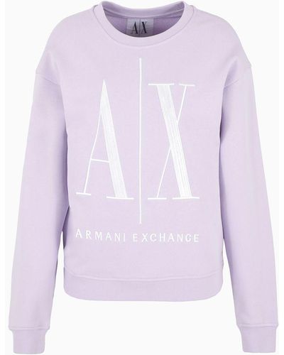 Armani Exchange Icon Logo Crew Neck Sweatshirt - Purple