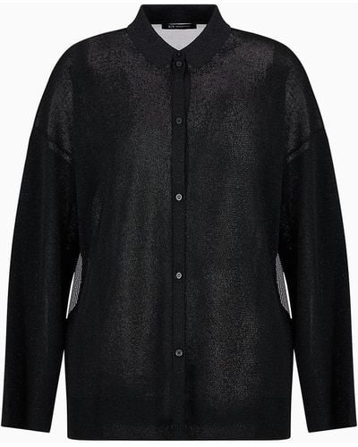 Armani Exchange Fine Knit Cardigan With Lurex Yarn - Black