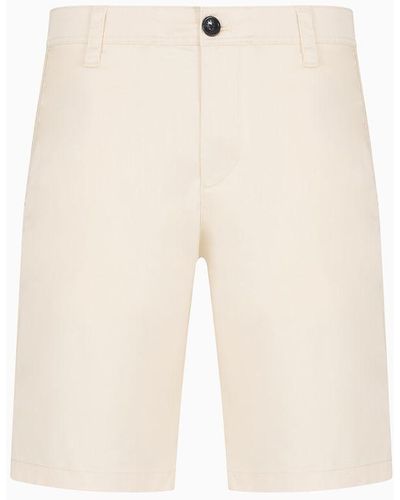 Armani Exchange Stretch Cotton Poly Satin Bermuda Shorts - White