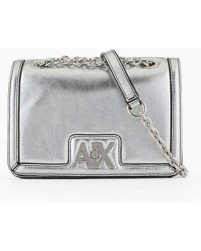 Armani Exchange Metal Shoulder Bag With Logo - Grey