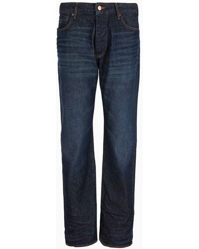 Armani Exchange J16 Relaxed Straight Fit Jeans In Indigo Denim - Blue