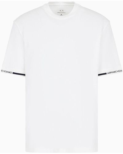 Armani Exchange T-shirt Regular Fit Con Tape Logo - Bianco