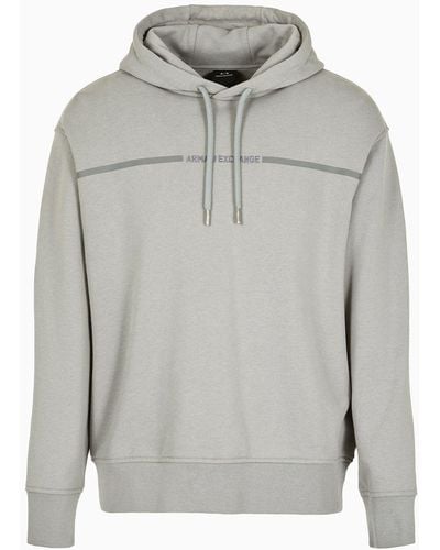 Armani Exchange French Terry Cotton Sweatshirt With Logo Tape - Grey