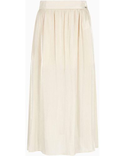 Armani Exchange Long Skirt In Shiny Creponne - White