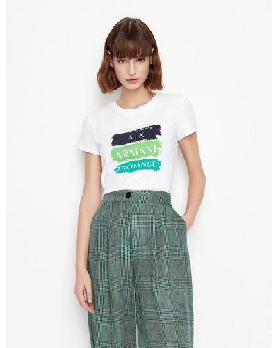 Armani Exchange T-shirt coupe slim avec inscription logo - Multicolore