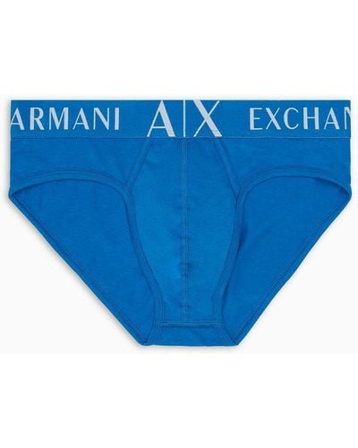 Armani Exchange Stretch Cotton Briefs - Blue