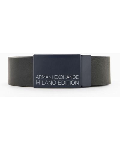 Armani Exchange Leather Belt With Buckle - White