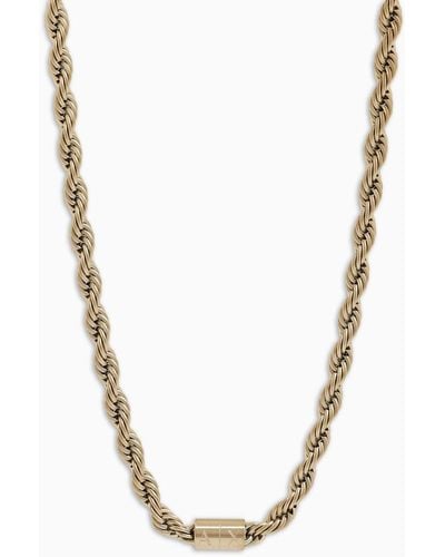 Armani Exchange Goldfarbene Halskette Aus Edelstahl - Weiß