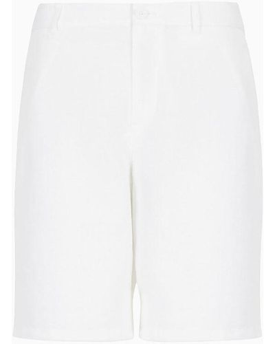 Armani Exchange Chino Shorts In Linen Blend Twill - White