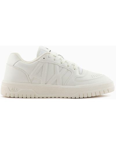 Armani Exchange Trainers In Coated Fabric - White