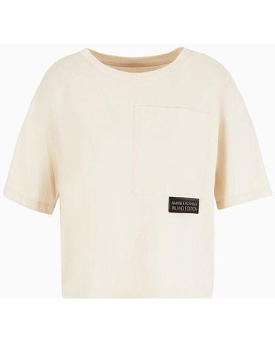 Armani Exchange T-shirt Cropped In Cotone Organico Asv - Neutro