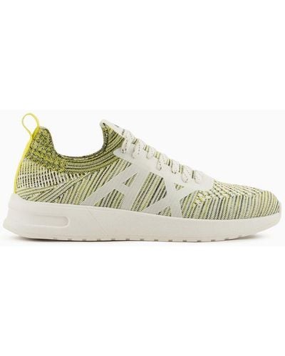 Armani Exchange Fabric Trainers With Mesh Inserts - Green