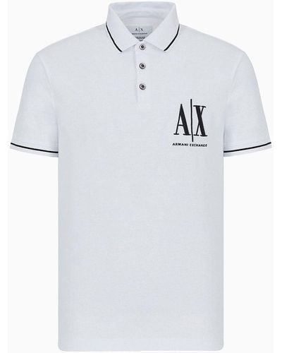 Armani Exchange Icon Logo Cotton Piqué Polo Shirt - White