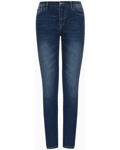 Armani Exchange Jeans In Denim Di Cotone Comfort J01 Super Skinny - Blu