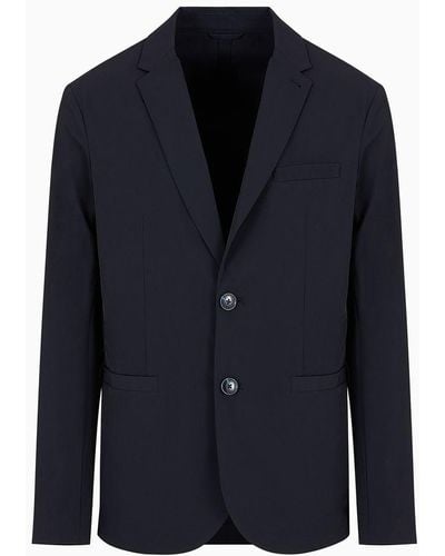 Armani Exchange Single-breasted Ultra-stretch Twill Jacket - Blue