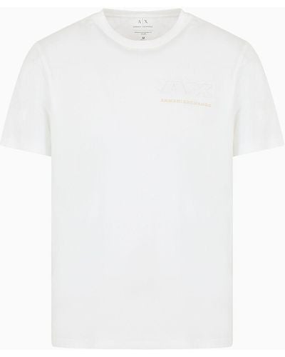 Armani Exchange Regular Fit T-shirt In Cotton Jersey With Logo On The Chest - White