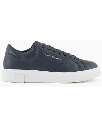 Armani Exchange Action Leather Trainers - Blue