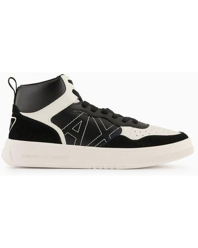 Armani Exchange High Top Sporty Trainers - White
