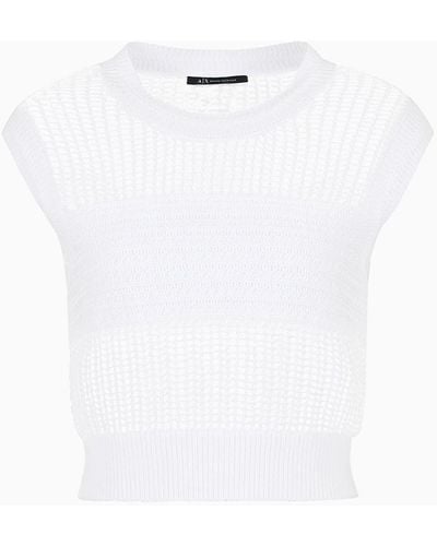 Armani Exchange Maxi-striped Cotton Knit Top - White
