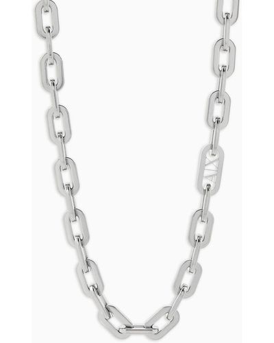 Armani Exchange Stainless Steel Chain Necklace - White