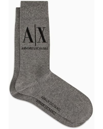 Armani Exchange Socks With Logo - Gray