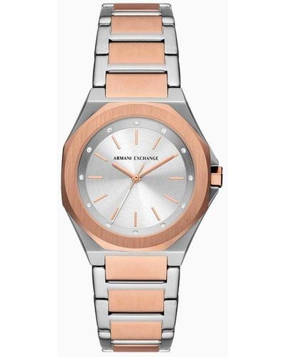 Armani Exchange Three-hand Two-tone Stainless Steel Watch - White
