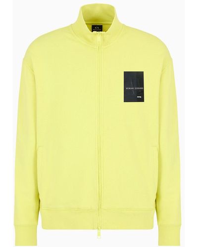 Armani Exchange Full Zip Sweatshirt In Asv Organic Cotton - Yellow