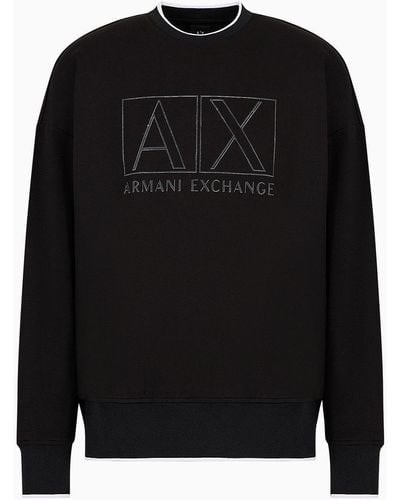 Armani Exchange Stretch Cotton Sweatshirt With Logo - Black