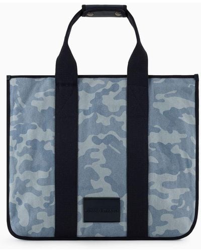Armani Exchange Allover Patterned Shopper Bag - Blue