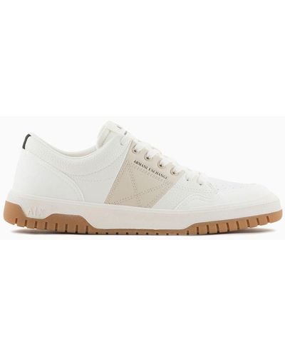 Armani Exchange Sneakers With Contrasting Color Band - White