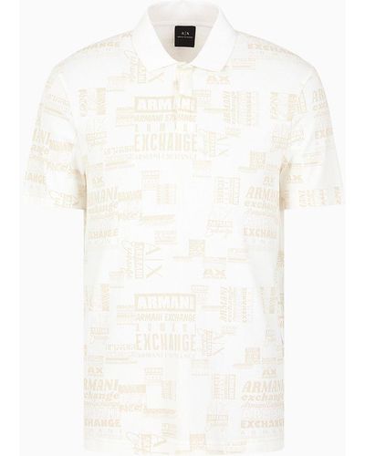 Armani Exchange Regular Fit Short-sleeved Polo Shirt With Contrasting Collar - White