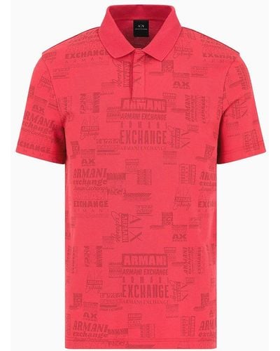 Armani Exchange Regular Fit Short-sleeved Polo Shirt With Contrasting Collar - Red