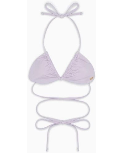 Armani Exchange Bikini Top Con Lacci In Tessuto Riciclato Asv - Bianco