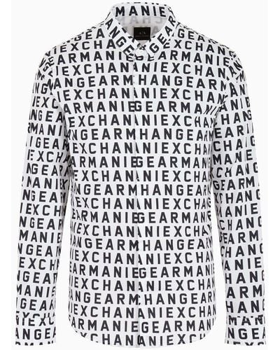 Armani Exchange Camicia Slim Fit In Popeline Stretch - Bianco
