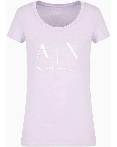 Armani Exchange Slim Fit Cotton Logo T-shirt - Purple