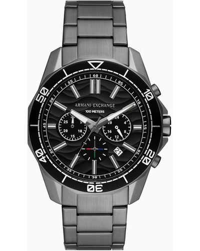 Armani Exchange Chronograph Gunmetal Stainless Steel Watch - Black