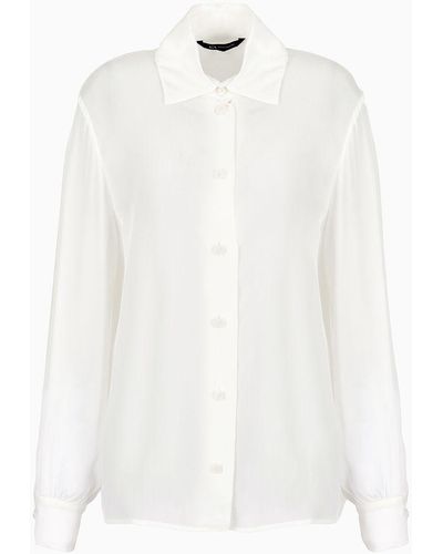 Armani Exchange Camicia In Crepe De Chine - Bianco