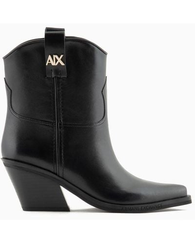 Armani Exchange Camperos In Real Leather - Black