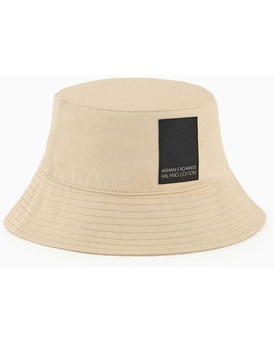 Armani Exchange Bucket Hat In Asv Organic Cotton - Natural
